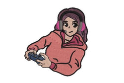 Anime Style Girl Gaming Embroidery Design – All Formats Included