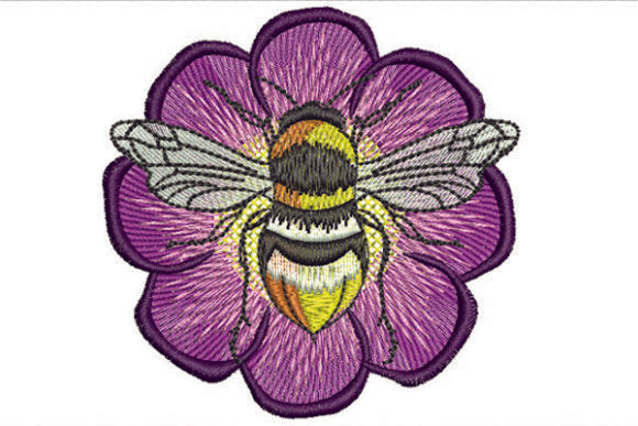 Bee on Flower Embroidery Design – All Machine Formats Included